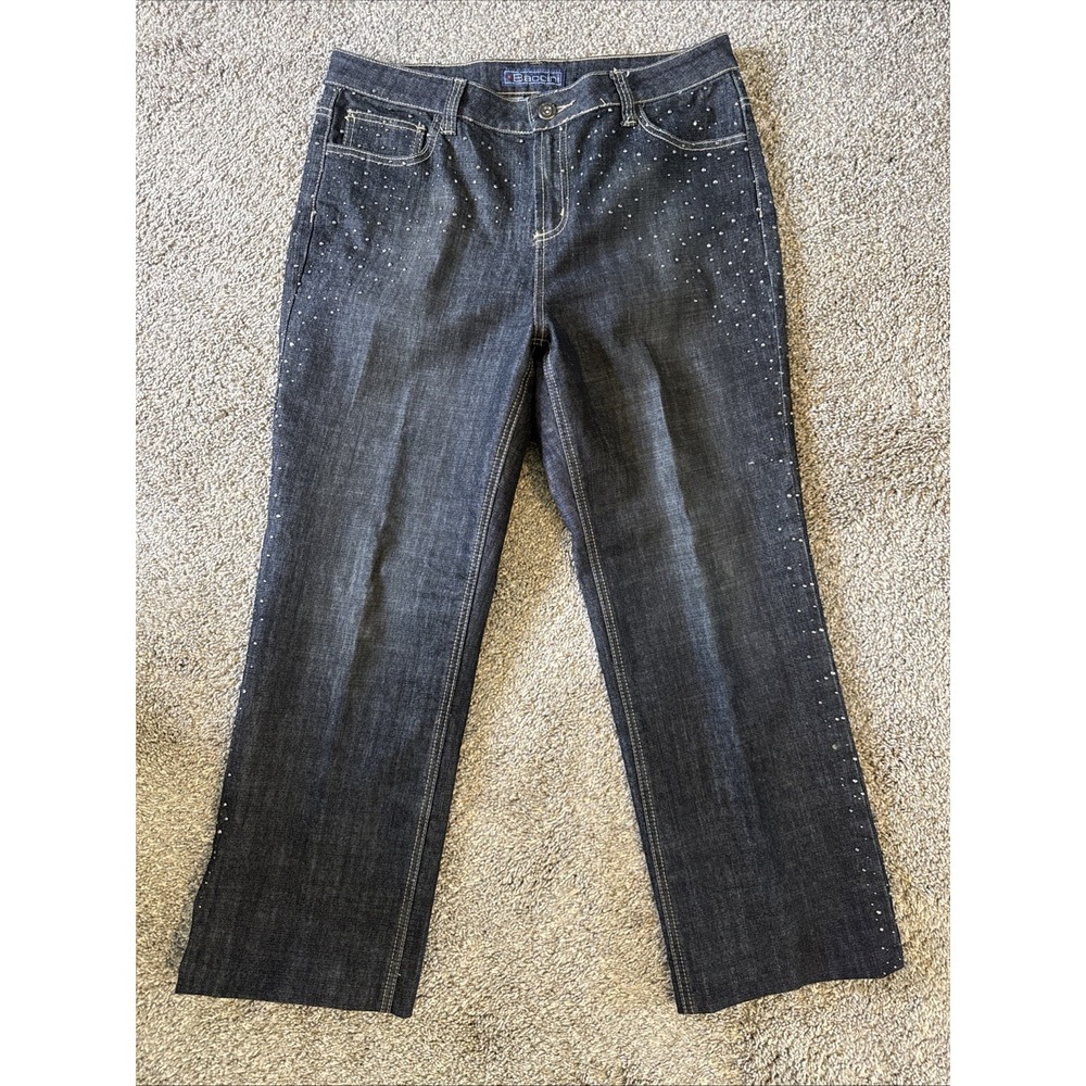 Baccini Women's Jeans with Studded Rhinestones Black Size 14
